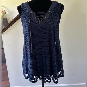 Women’s‎ Christopher & Banks Navy Lace-up Tank Top